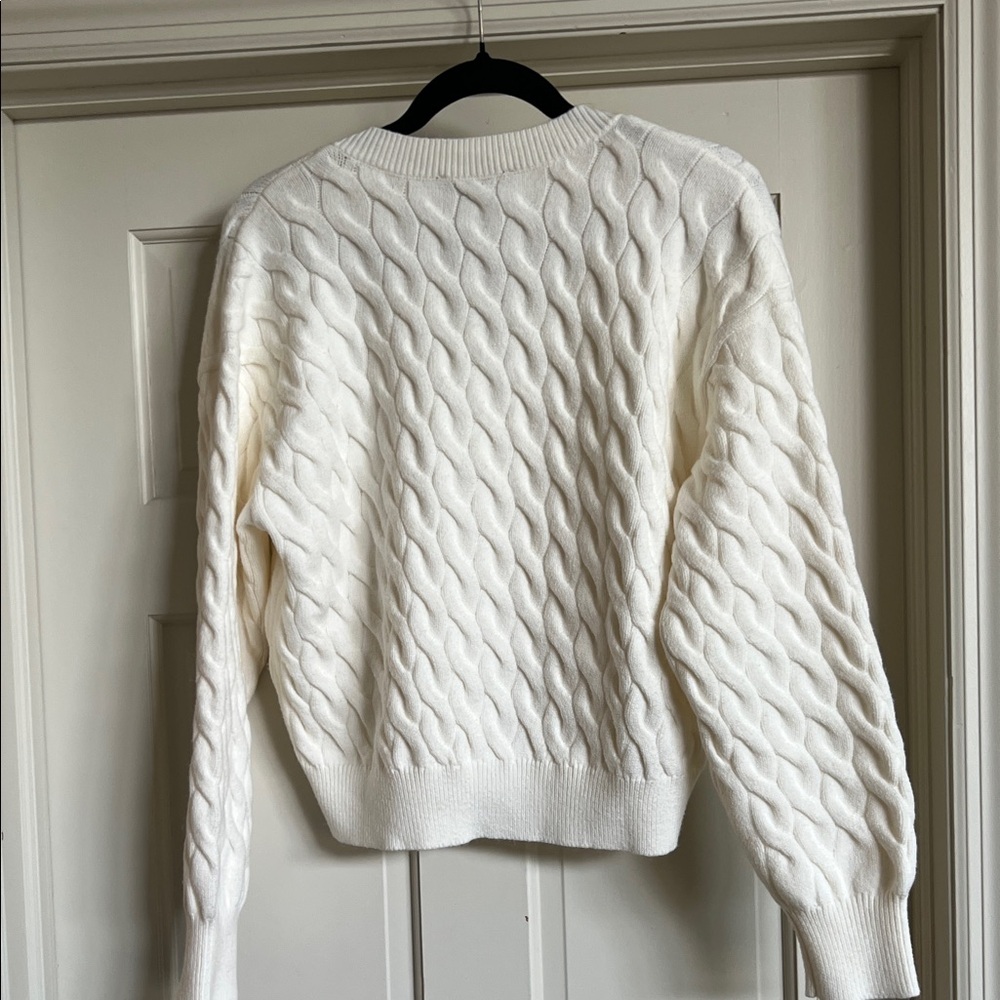 Ann Taylor White Cable Knit Cardigan - Picture 6 of 6